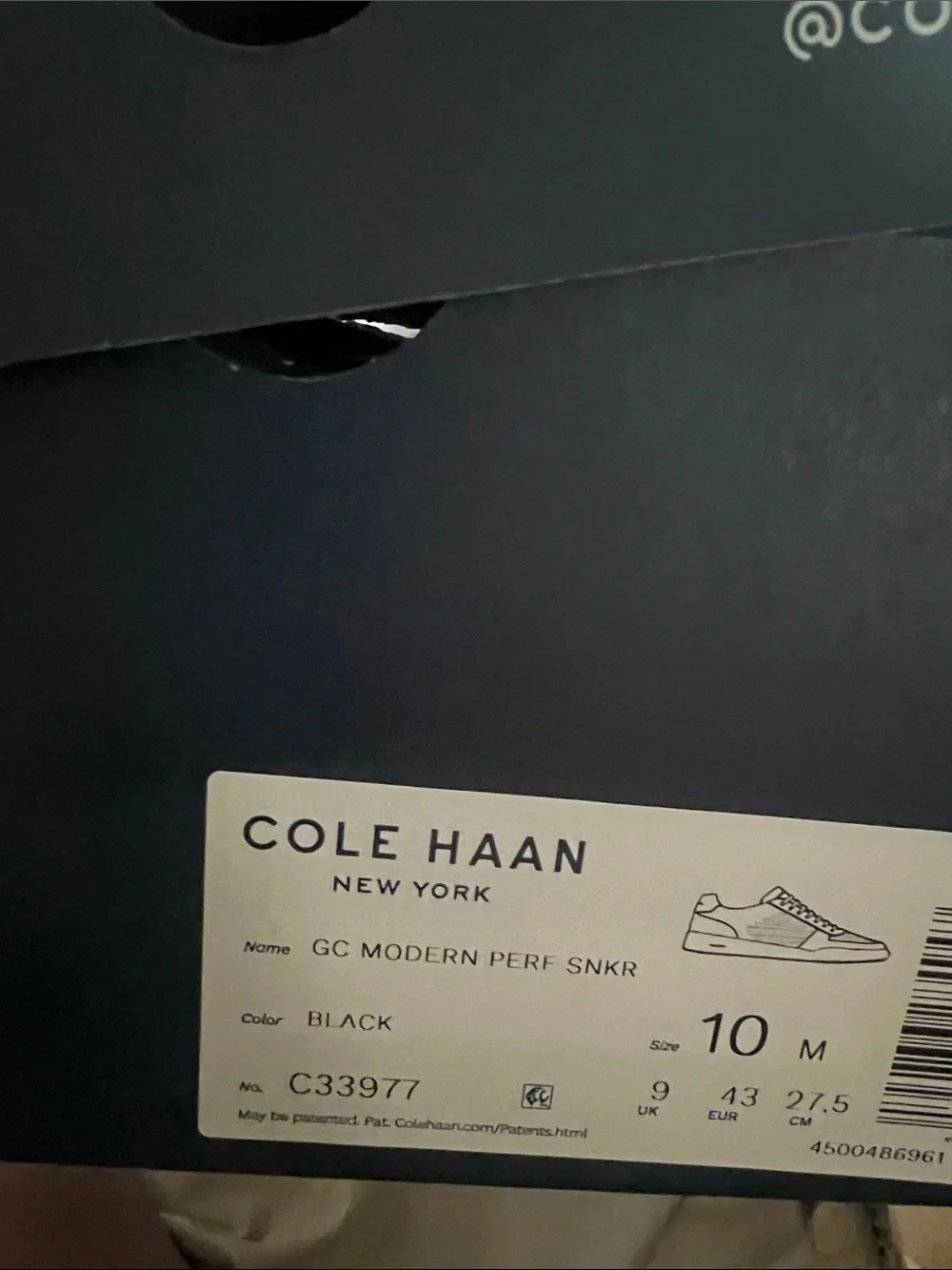 Cole Haan Men's Black Leather Low-Top Sneakers with White Sole